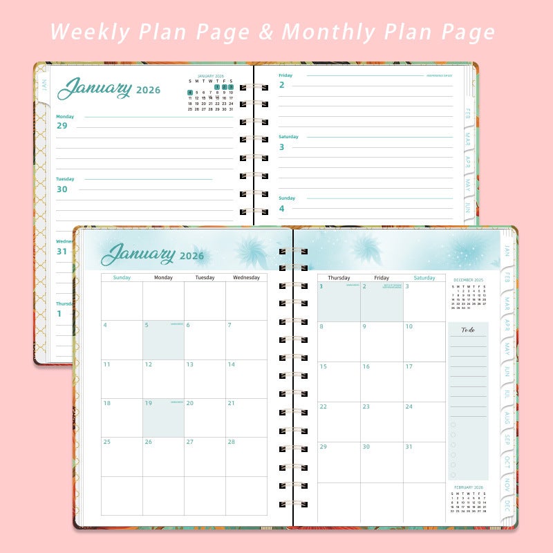 2026 High-Quality Aesthetic Ins-Style Planner English Version Spiral Weekly Diary A5 Notebook - Image 4